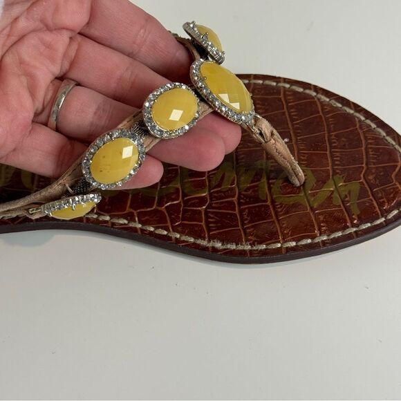 Sam Edelman Gracelyn Thong Flip Flops Yellow Rhinestones 8 - Picture 4 of 7